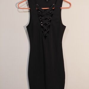 Love J Black Strappy Back Mini Dress